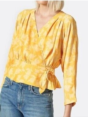 Joie Ainslee B Yellow Floral Wrap Blouse Size S